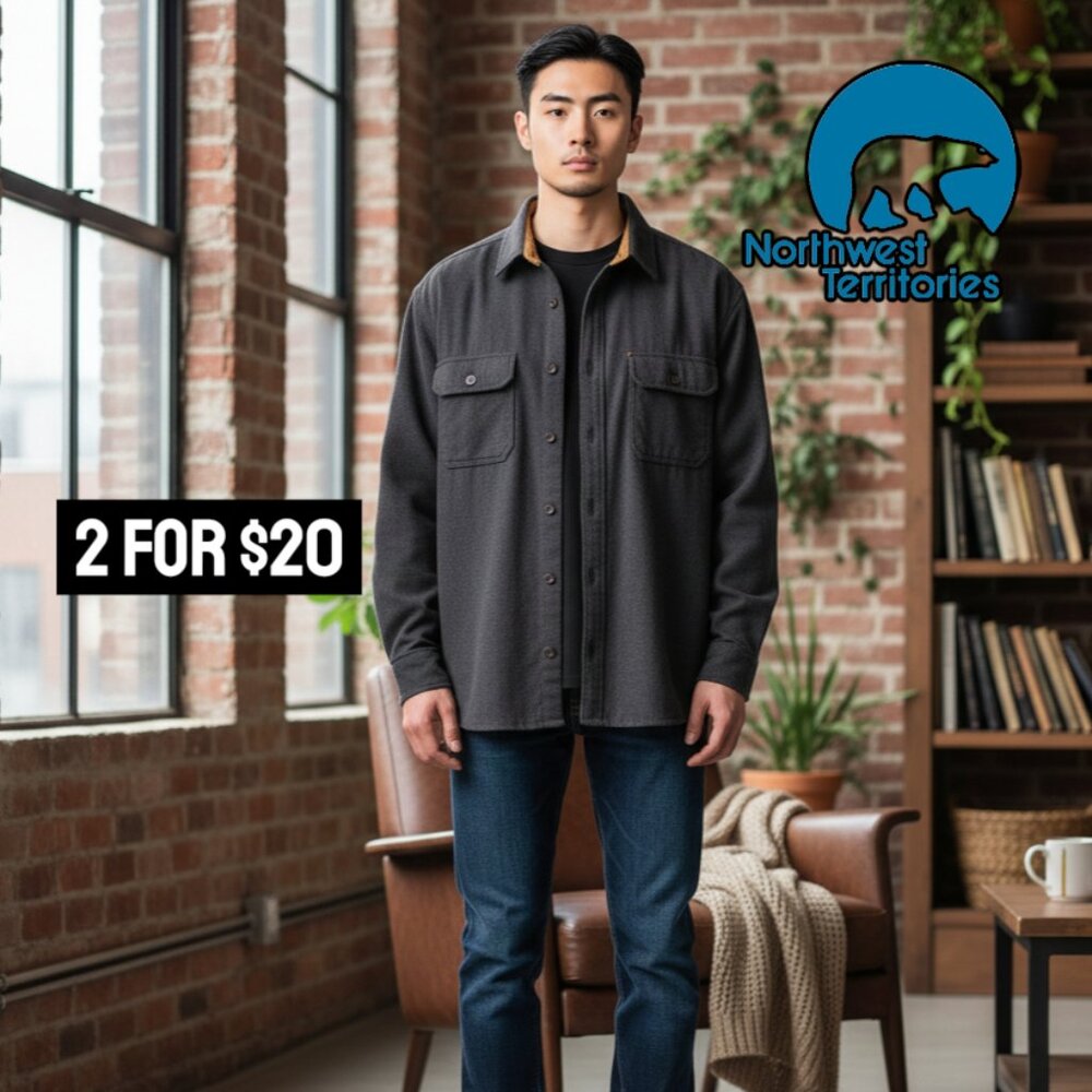 Northwest Territory Double Flannel Long Sleeve Button Down Mens Outdoor Shirt